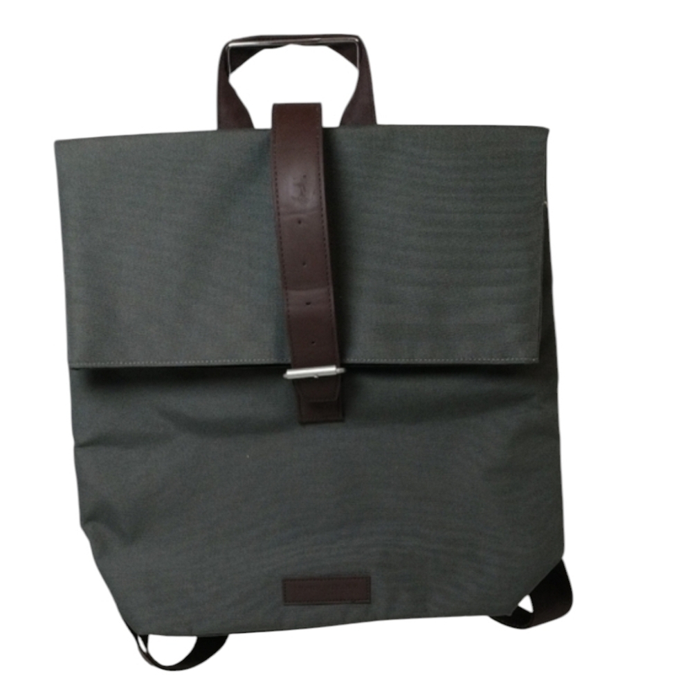 Issey Miyake Gray Roll Top Backpack Brown Trim